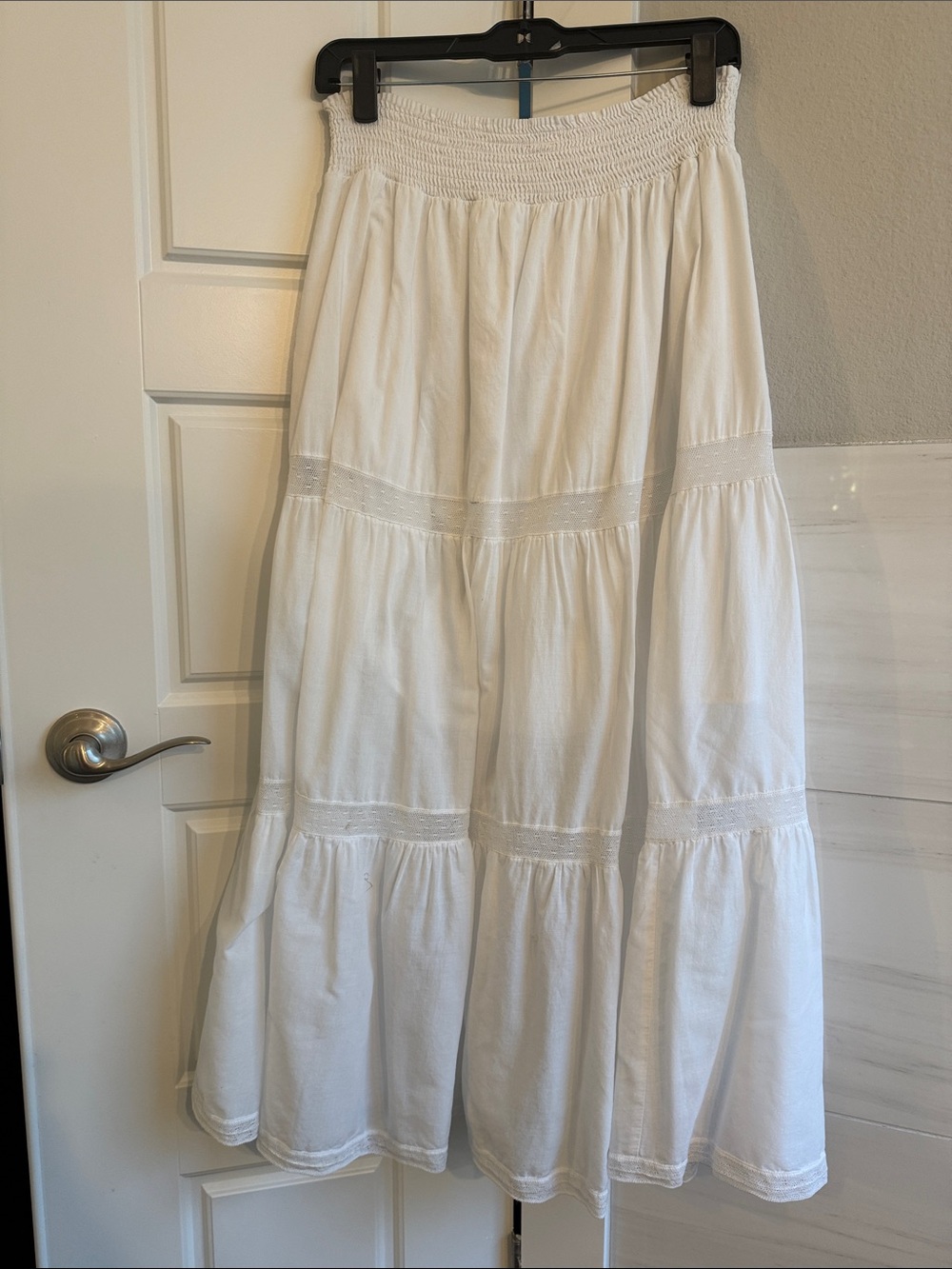 Rebecca Taylor White Tiered Maxi Skirt with Smocked Waist - Picture 8 of 8